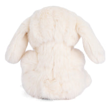 Load image into Gallery viewer, Kanini hand-sized plush bunny in white shown from back view with soft coat and floppy ears, displayed on a white background. 