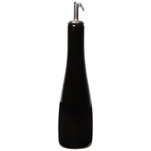 Load image into Gallery viewer, Black ceramic cruet bottle with stainless steel pour spout, displayed on a white background.