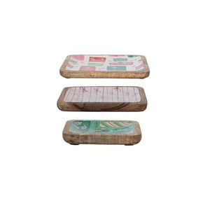 Holiday Mango Wood Trays with Patterns available at Bench Home