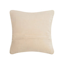 Load image into Gallery viewer, California Hook Pillow, back view of a square throw pillow featuring a solid cream velvet backing with a hidden zipper closure, shown against a white background. 