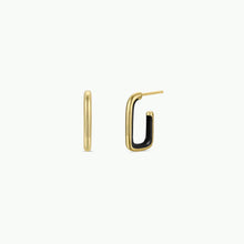 Load image into Gallery viewer, Black Enamel Rectangular Hoop Earrings