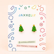 Load image into Gallery viewer, Christmas Tree Enamel Earrings