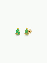 Load image into Gallery viewer, Christmas Tree Enamel Earrings