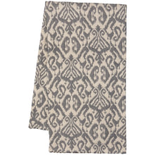Load image into Gallery viewer, Ikat Throw, folded cream cotton throw with an allover gray ikat pattern, against a white background. 