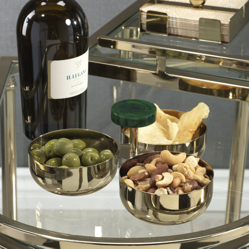 ZODAX Spiga Condiment Set - Gold with Green Accent