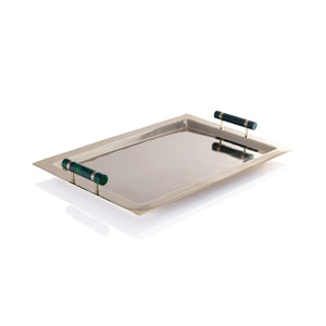 ZODAX Spiga Serving Bar Tray - Gold with Green Accent available at Bench Home