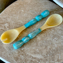 Load image into Gallery viewer, Rio Turquoise Bubble Salad Servers