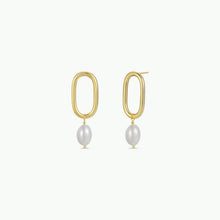 Load image into Gallery viewer, Oval Pearl Drop Earrings