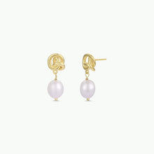 Load image into Gallery viewer, Pearl Knot Gold Earrings