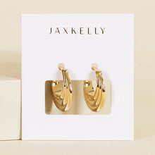 Load image into Gallery viewer, Gold Hoop Triple Arch Earrings