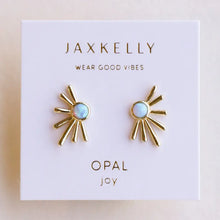 Load image into Gallery viewer, Sun Ray Fire Opal Gold Earrings