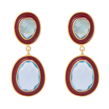 Load image into Gallery viewer, Elaine Enamel Drop Maroon Earrings