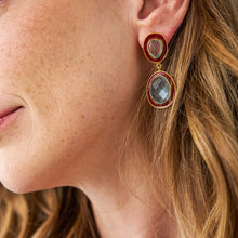 Load image into Gallery viewer, Elaine Enamel Drop Maroon Earrings