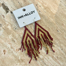 Load image into Gallery viewer, Haley Game Day Stacked Triangle Beaded Fringe Earrings