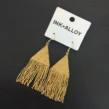 Load image into Gallery viewer, Lexie Gold Beaded Fringe Earrings