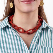 Load image into Gallery viewer, Jenna Rust Chain Link Beaded Necklace