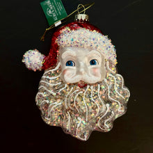 Load image into Gallery viewer, Glass Santa Head Ornament