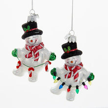 Load image into Gallery viewer, Glass Snowman With Garland Ornament