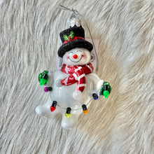 Load image into Gallery viewer, Glass Snowman With Garland Ornament