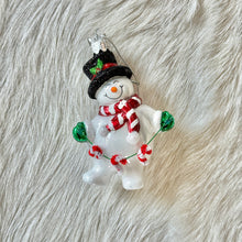 Load image into Gallery viewer, Glass Snowman With Garland Ornament