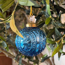 Load image into Gallery viewer, Blue Embossed Mercury Glass Ornament | Two Styles