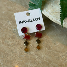 Load image into Gallery viewer, Natalie Dangle Glass Stone Earrings Brass