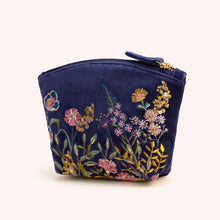 Load image into Gallery viewer, Velvet Navy Floral Mini Pouch