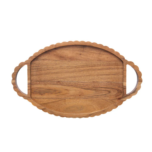 Scalloped Oval Wood Tray