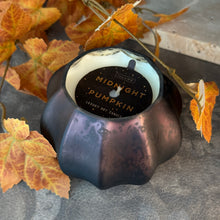 Load image into Gallery viewer, Midnight Pumpkin Mercury Pumpkin Bronze Candle