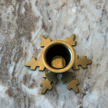 Load image into Gallery viewer, Snowflake Antique Brass Taper Holder