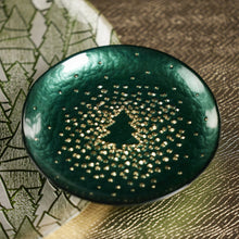 Load image into Gallery viewer, ZODAX Twinkle Tree Small Glass Plate - Gold and Green