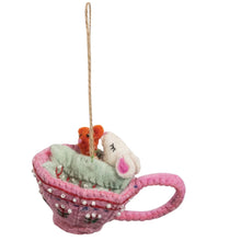 Load image into Gallery viewer, Felt Tea Cup Mouse Ornament | Two Styles