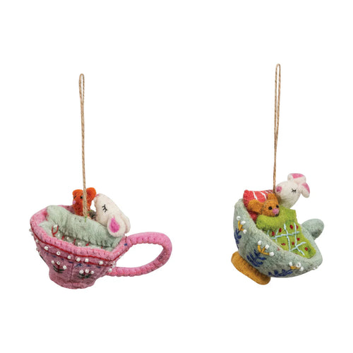 Felt Tea Cup Mouse Ornament | Two Styles