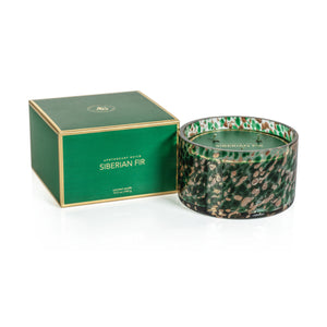 ZODAX Siberian Fir Spangled Glass Candle available at Bench Home