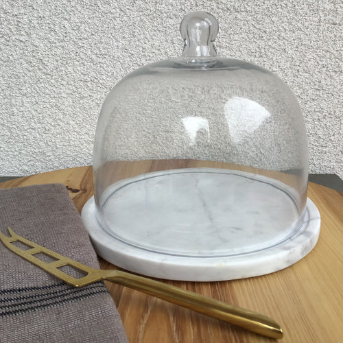 White Marble + Glass Cloche