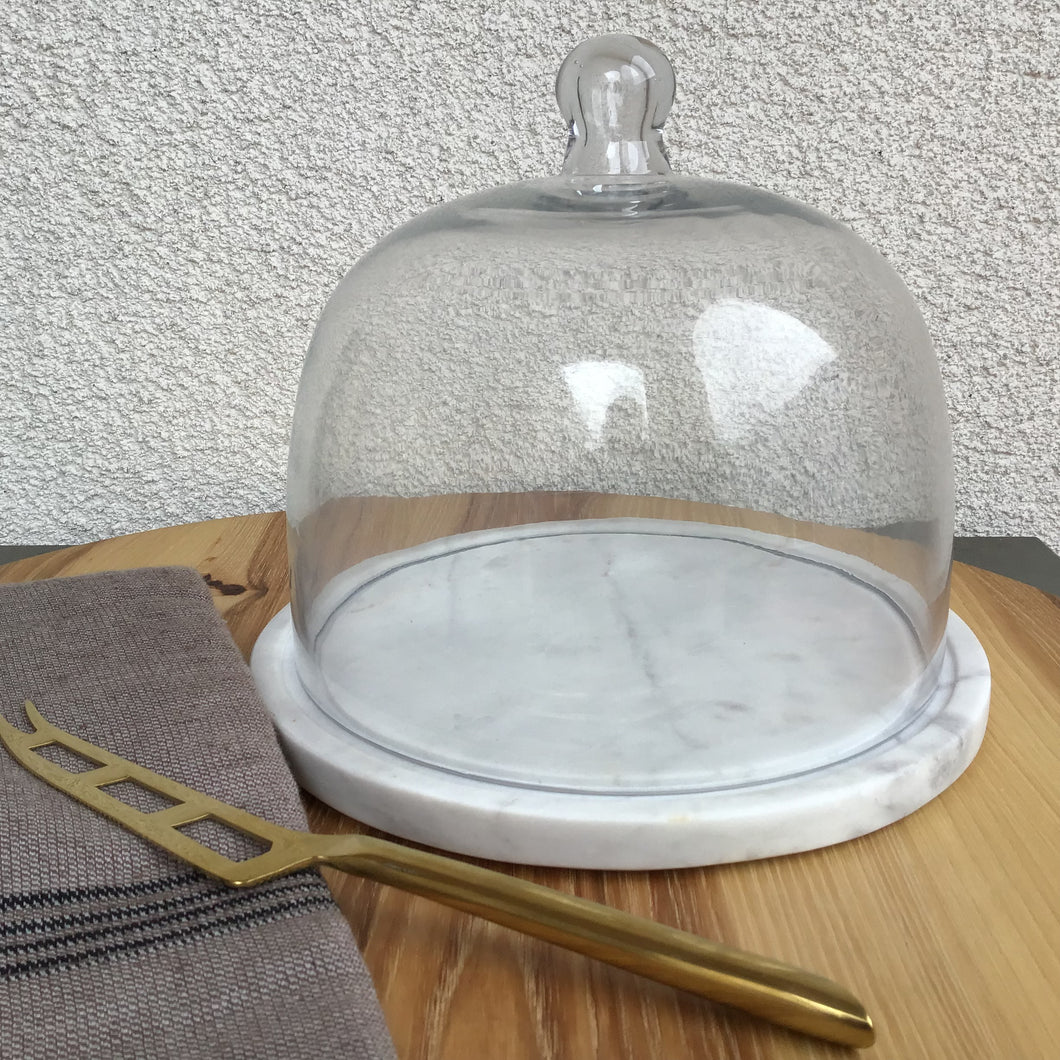White Marble + Glass Cloche