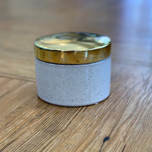 Gold + Stoneware Canister available at Bench Home
