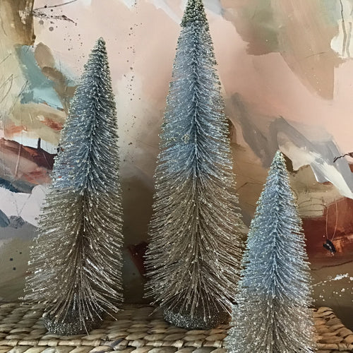 Holiday Silver + Gold Bottle Brush Tree | 3 Sizes