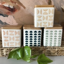 Load image into Gallery viewer, Square Stamped Stoneware Canisters | 4 Styles