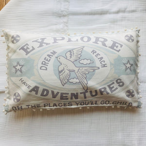 “Explore Have Adventures...” Lumbar Pillow available at Bench Home