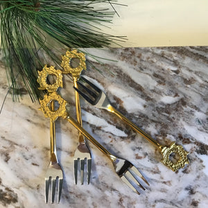 Brass Wreath Appetizer Forks | Set of 4 available at Bench Home