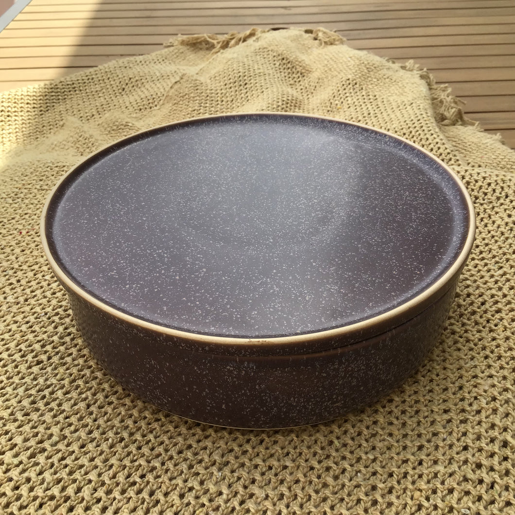 Plum Large Stoneware Bowl with Lid