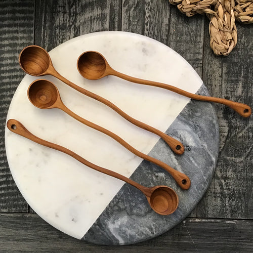 Long Teak Curved Spoons | Set of 4