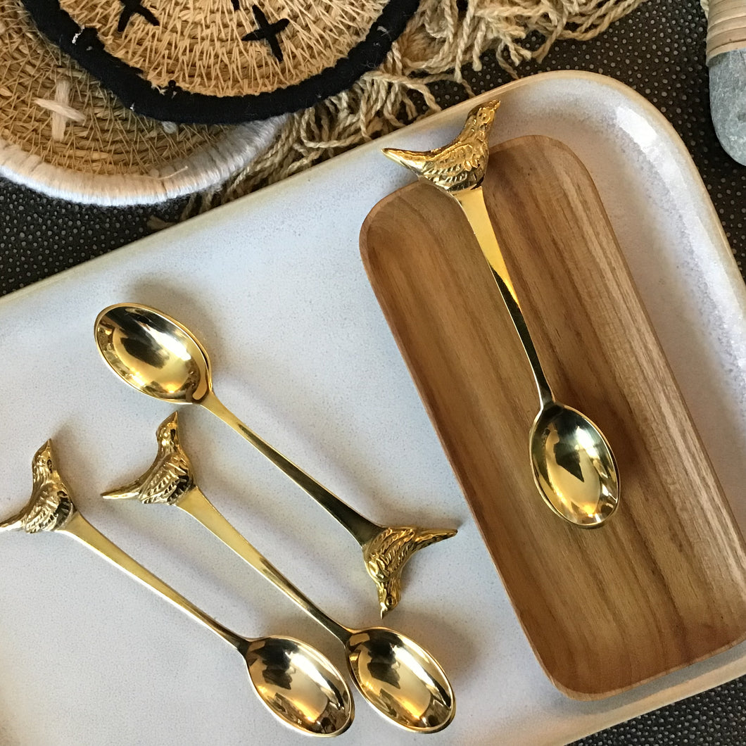 Brass Bird Appetizer Spoons | Set of 4