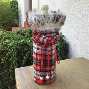 Faux Fur + Flannel Wine Bag | 2 Styles available at Bench Home