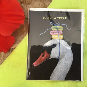 Macaroon Swan Greeting Card available at Bench Home
