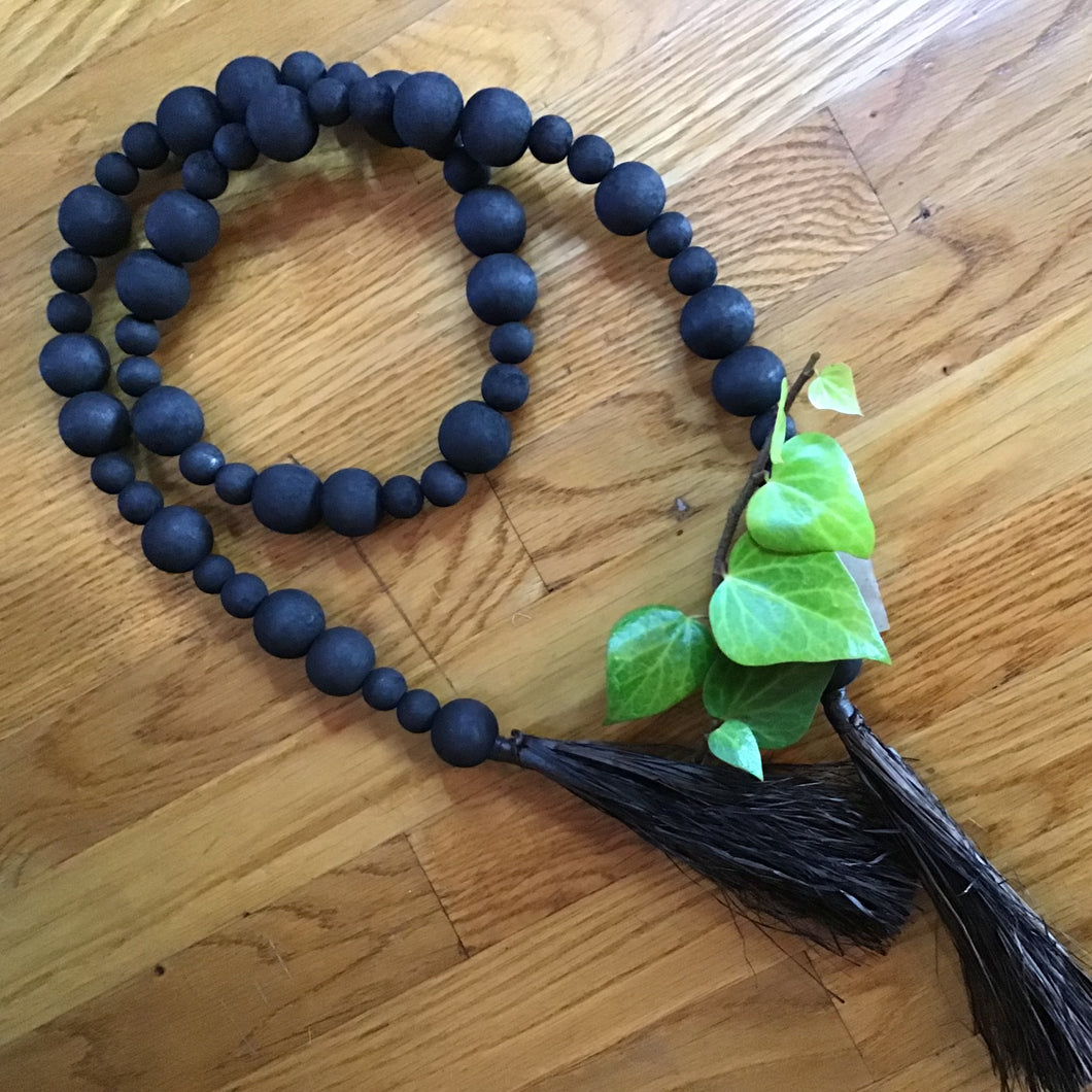 Black Painted Wood Beads