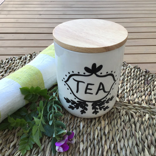 Tea Black & White Canister