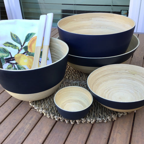Navy Bamboo Two-Toned Bowls | 5 Styles