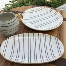 Load image into Gallery viewer, Stoneware Brown Striped Dessert Plate